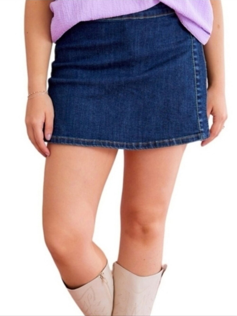 Judy Blue Joanna High Rise Dark Wash Stretch Denim Skort Shorts Size Lrg
